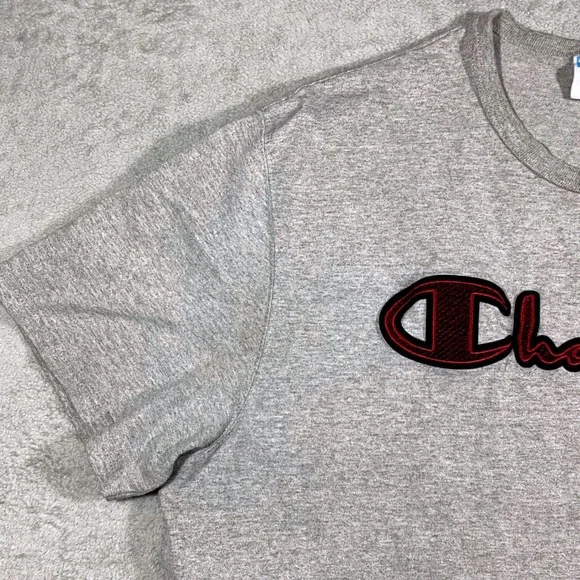 Champion  Heritage T-Shirt Mens XL Grey Script Logo Short Sleeve Cotton Blend - Picture 4 of 16